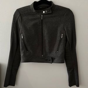 BCBGMaxazria Heather grey moto style cropped jacket